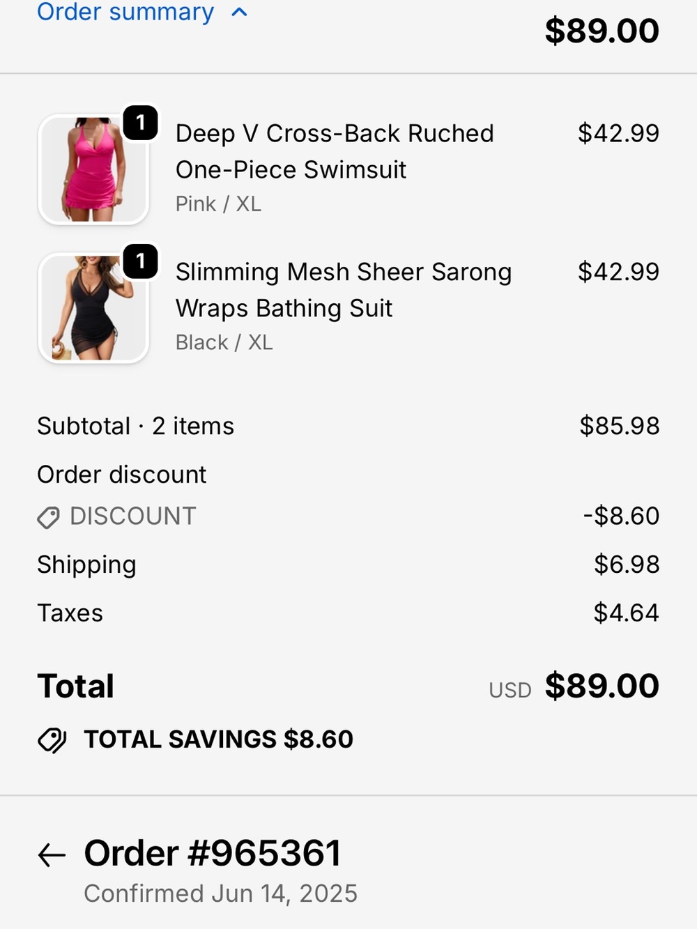 Sleek Hot Pink V-Neck One-Piece Swimdress - Picture 4 of 4